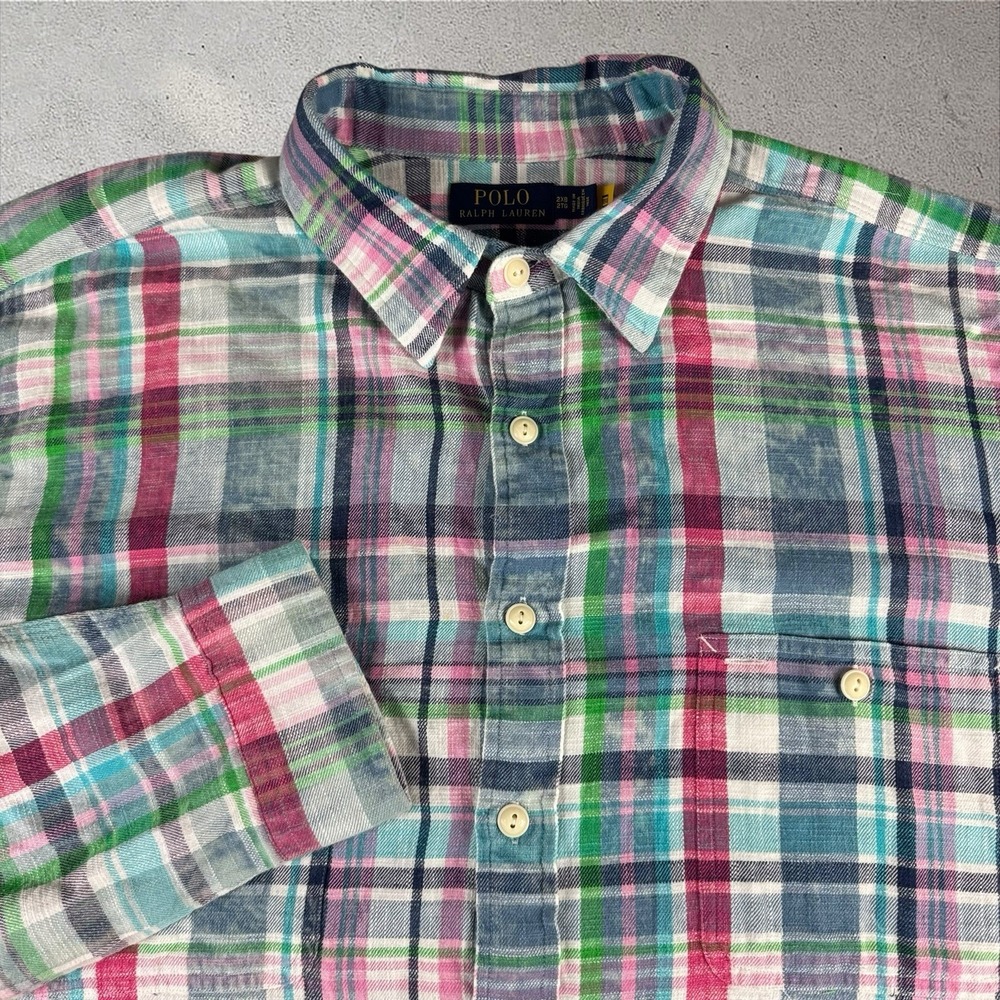 Polo Ralph Lauren Mens Big & Tall Pastel Plaid Flannel Button Down Shirt 2XB
